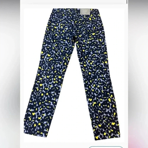 GAP ANKLE PANTS SLIM ANKLE CROPPED STRETCH BLUE AND YELLOW PRINT NWT SIZE 0 - Picture 2 of 9